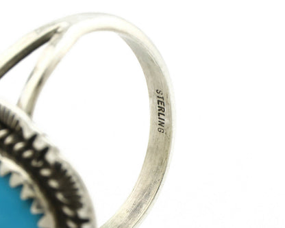 Navajo Ring .925 Silver Turquoise Mountain Signed AB C.80's