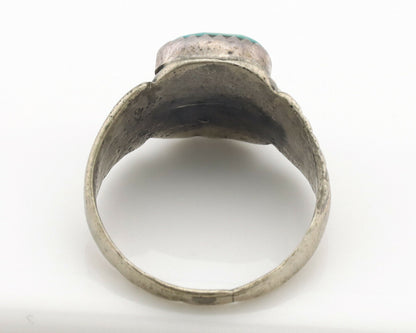 Zuni Ring .925 Silver Natural Turquoise & Coral Native American Artist C.1980's
