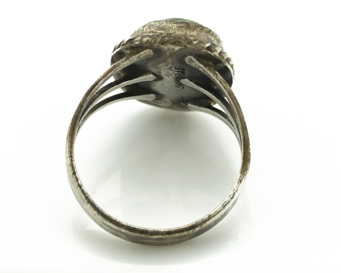 Navajo Ring 925 Silver Turq Mtn Turquoise Native American Artist C.80's