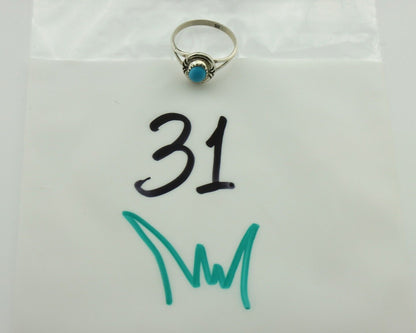 Navajo Ring 925 Silver Blue Turquoise Native American Artist C.80's