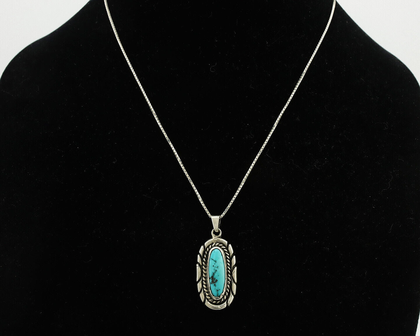 Navajo Necklace .925 Silver Sleeping Beauty Turquoise Signed M Montoya C.80's