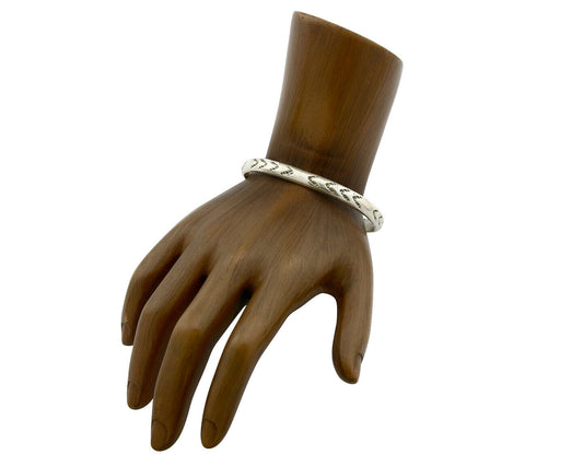 Navajo Bracelet .925 Silver Hand Stamped Artist Signed Montoya C.80's