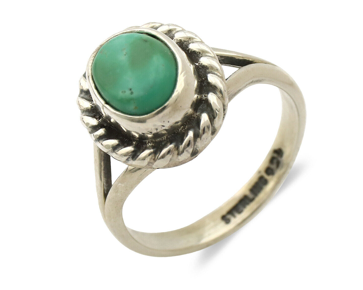 Navajo Ring .925 Silver Kingman Turquoise Artist Signed Gecko C.90's