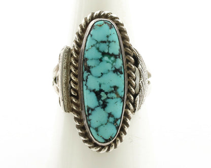 Navajo Ring .925 Silver Blue Spiderweb Turquoise Signed Fred Guerrero C.1980's
