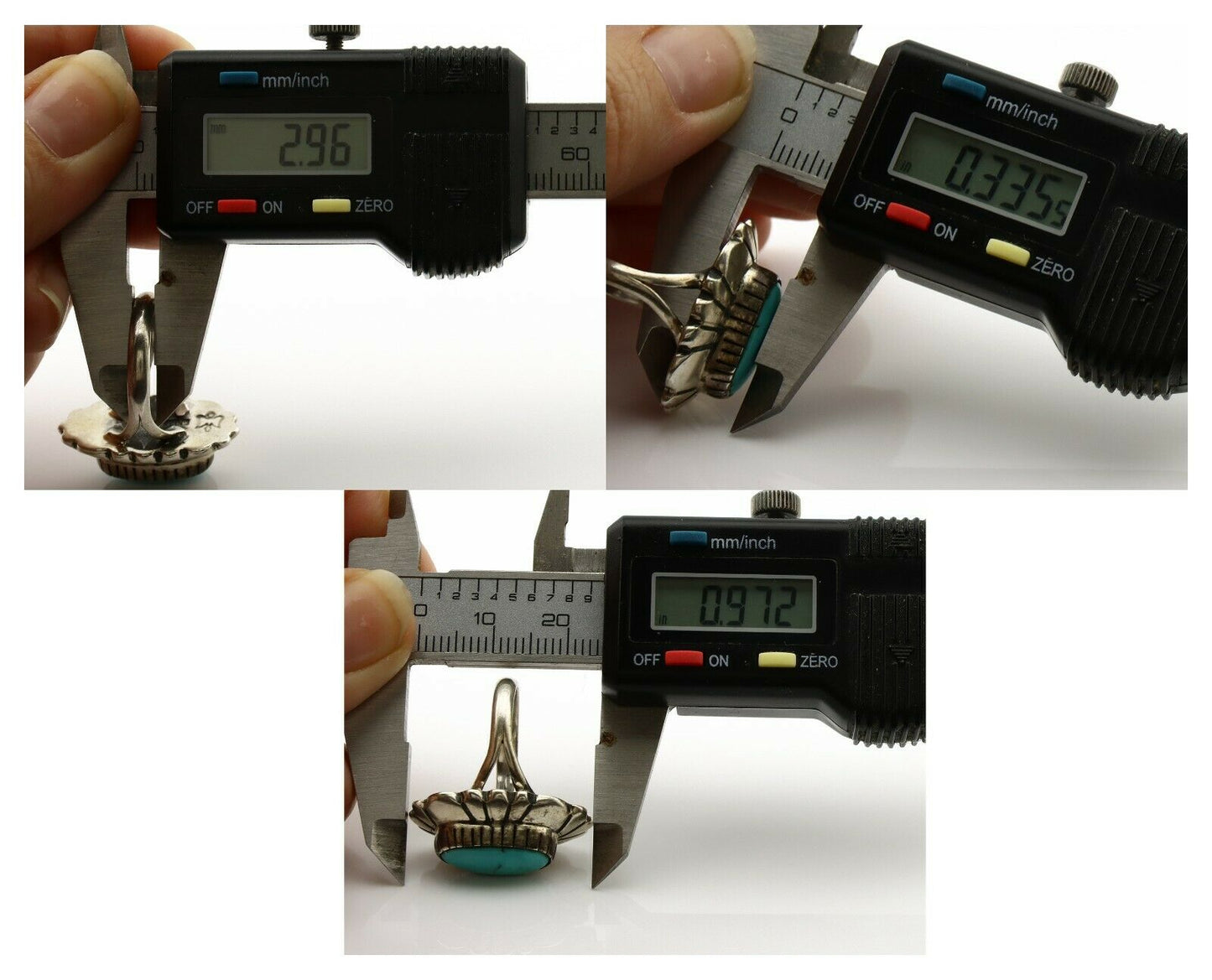 Navajo Ring .925 Silver Arizona Turquoise Signed M Montoya C.80's