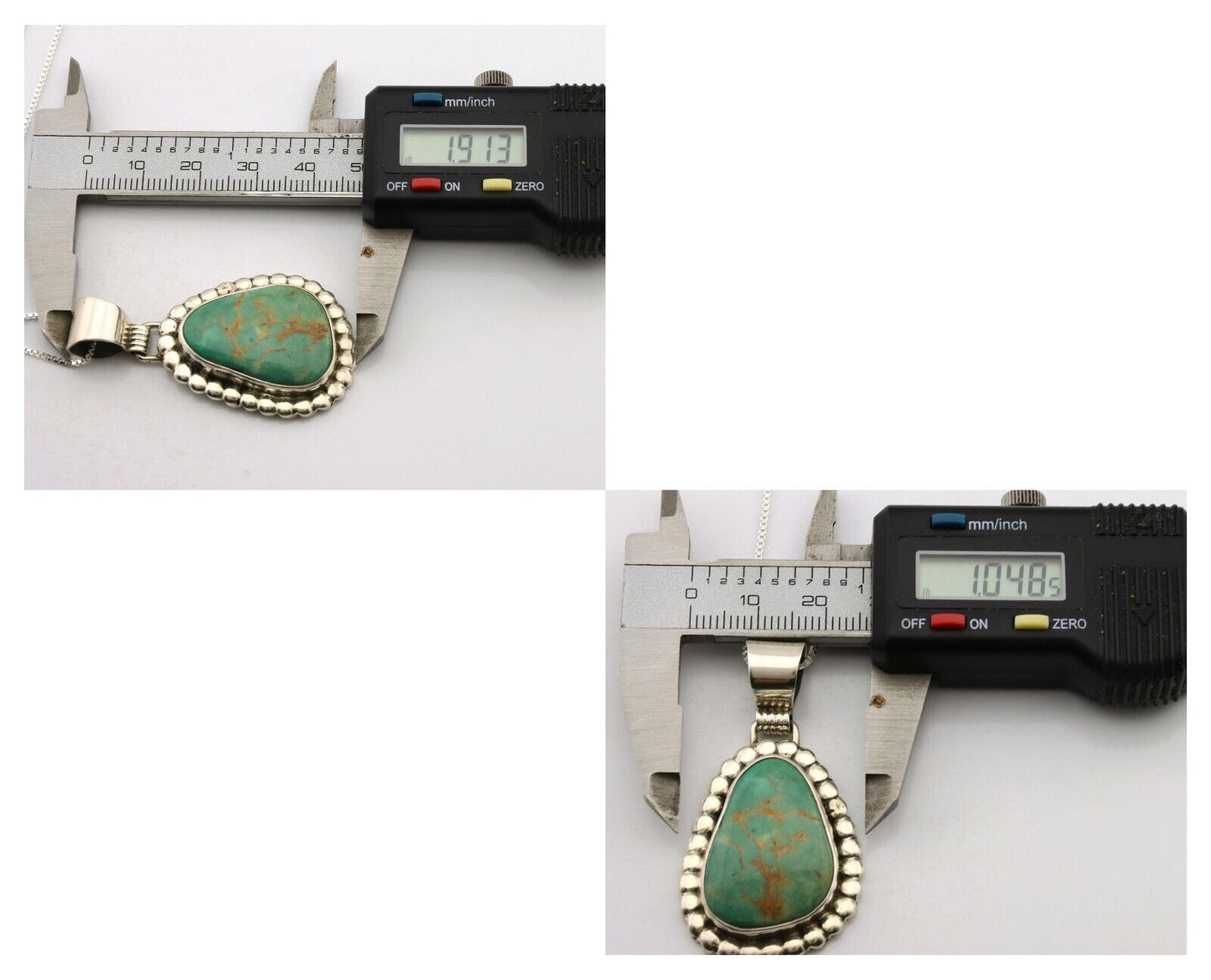 Navajo Necklace .925 Silver Kingman Turquoise Signed Native C.1980's