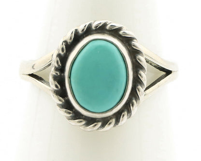 Navajo Ring .925 Silver Kingman Turquoise Artist Signed Gecko C.90's