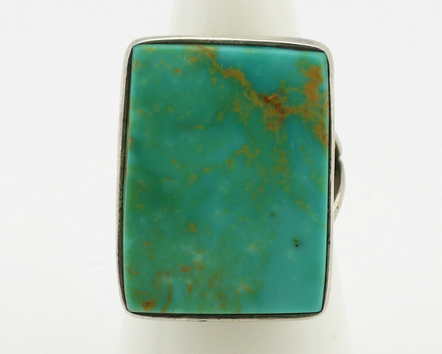 Navajo Ring .925 Silver Kingman Turquoise Artist Signed Gecko C.80's