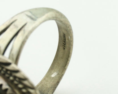 Navajo Ring .925 Silver Nevada Turquoise Native American Artist C.1980's