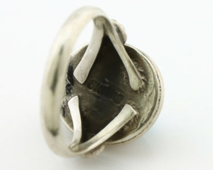 Navajo Ring .925 Silver Sleeping Beauty Turquoise Native American Artist C.1980s