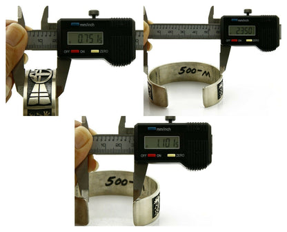 Hopi Bracelet .925 Silver Handmade Kokopelli Corn Sun Overlay Cuff