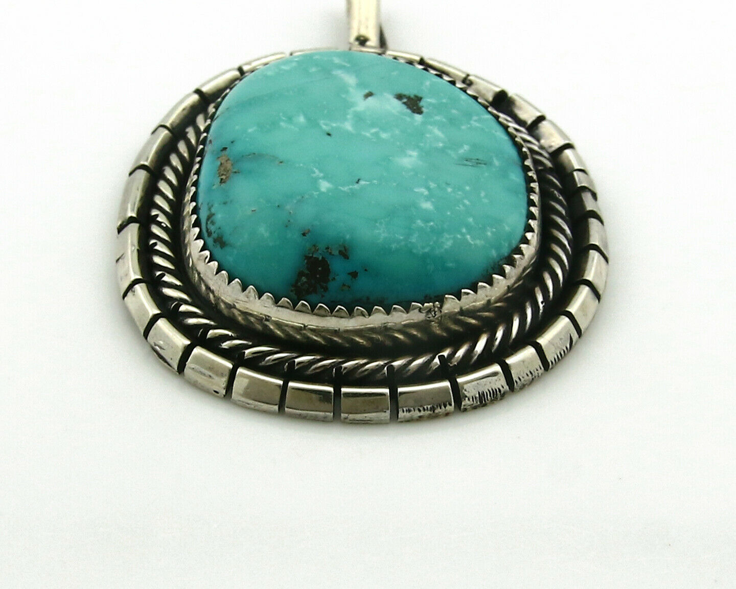Navajo Pendant .925 Silver Kingman Turquoise Signed Artist Tom Willeto C.80's