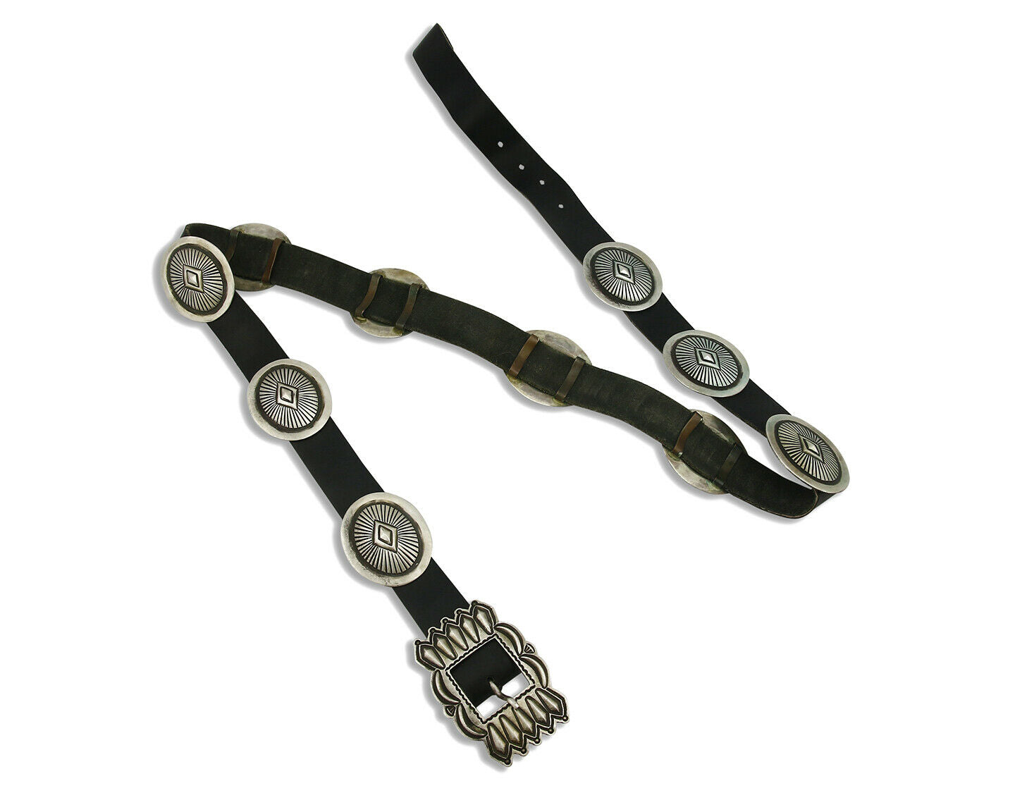 Concho Belt .925 Silver Handmade Signed Artist Calvin Martinez C.80's