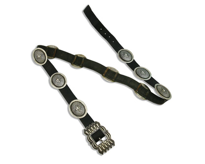 Concho Belt .925 Silver Handmade Signed Artist Calvin Martinez C.80's