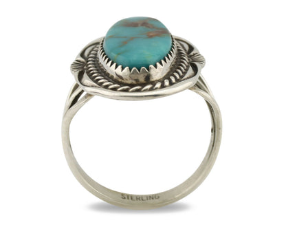 Navajo Ring .925 Silver Blue Gem Turquoise Native American Artist C.80's