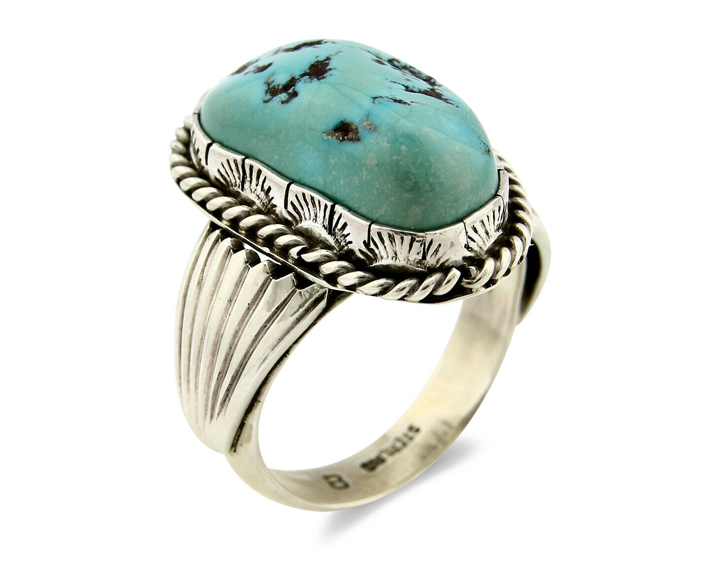 Navajo Turquoise Ring .925 Silver Handmade Signed Artist Begay C.80's