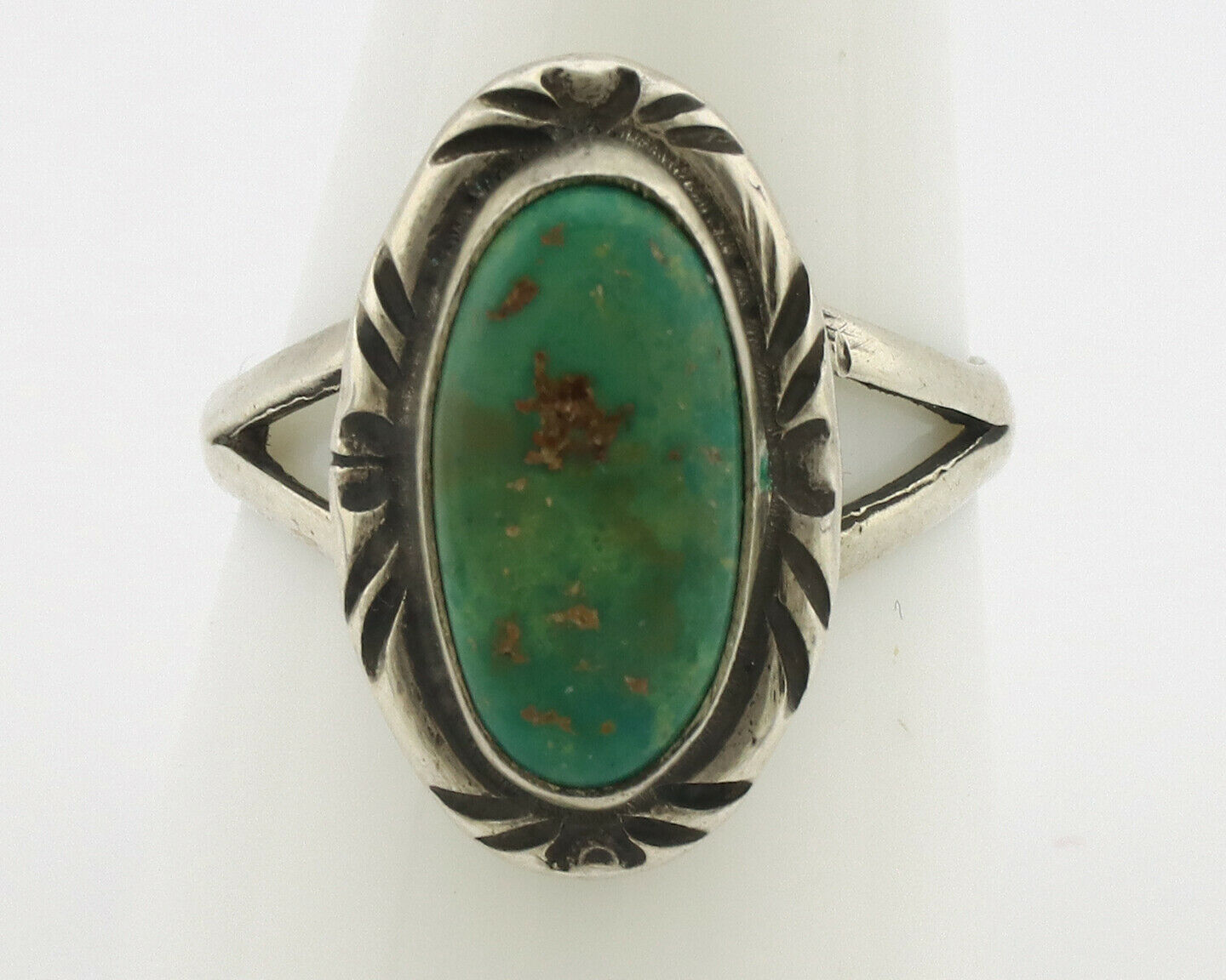 Navajo Ring .925 Silver Kingman Turquoise Native Artist Signed C.80's