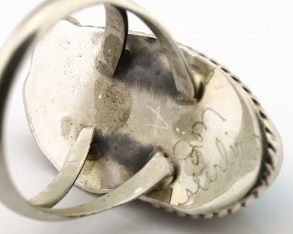 Navajo Ring 925 Silver Sleeping Beauty Turquoise Signed Justin Morris C.80's