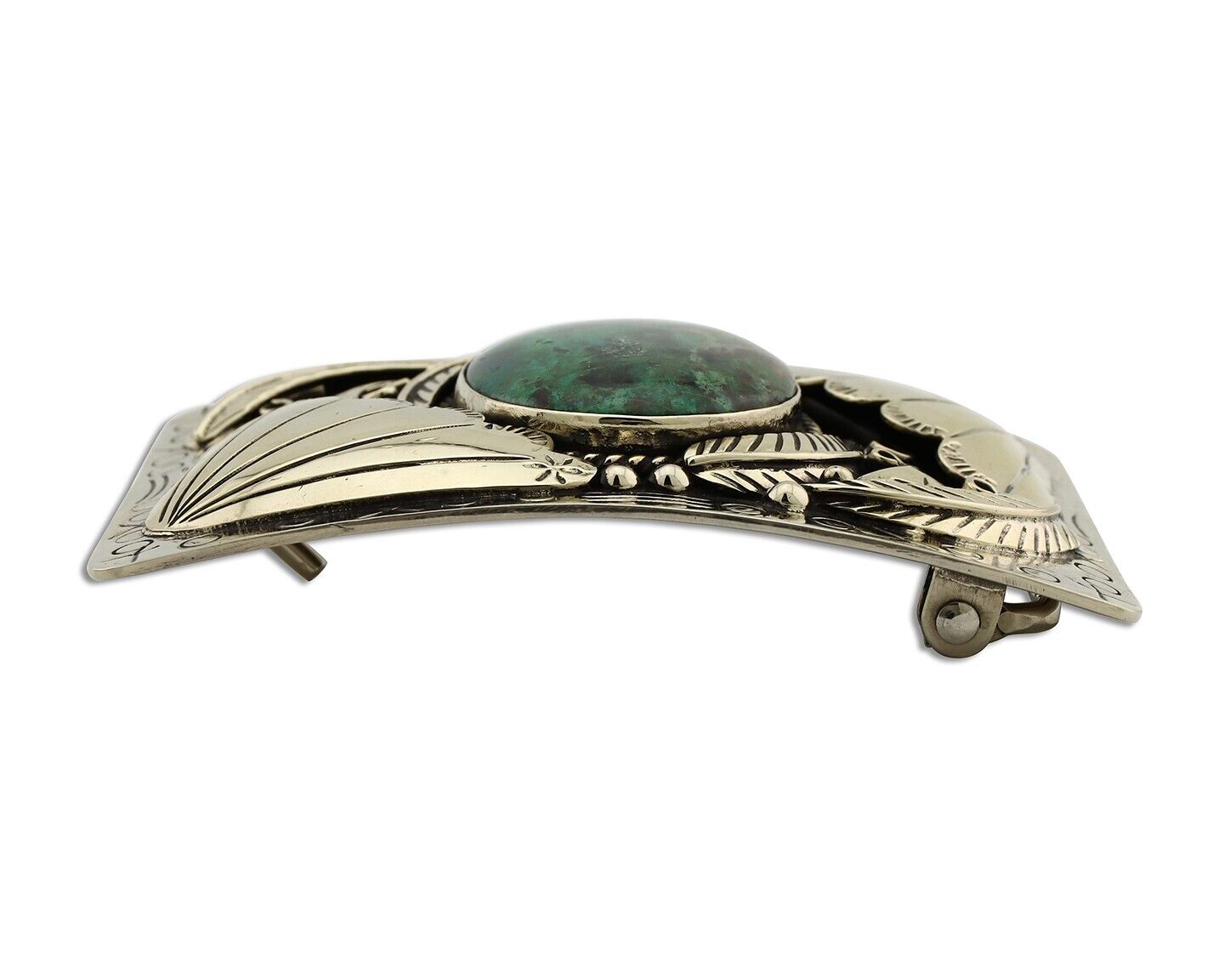 Navajo Belt Buckle .999 Nickel Handmade Hand Stamped Native American Artist C80s