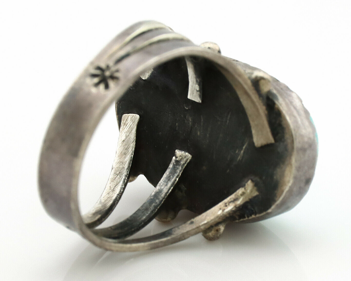 Navajo Ring .925 Silver Blue Turquoise Native American Artist C.1980's