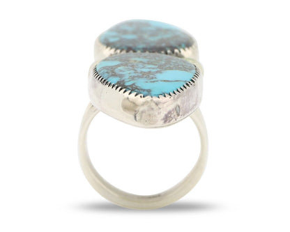 Navajo Ring 925 Silver Black & Blue Turquoise Artist Signed LTB C.80's