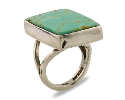 Navajo Ring .925 Silver Kingman Turquoise Artist Signed Gecko C.80's