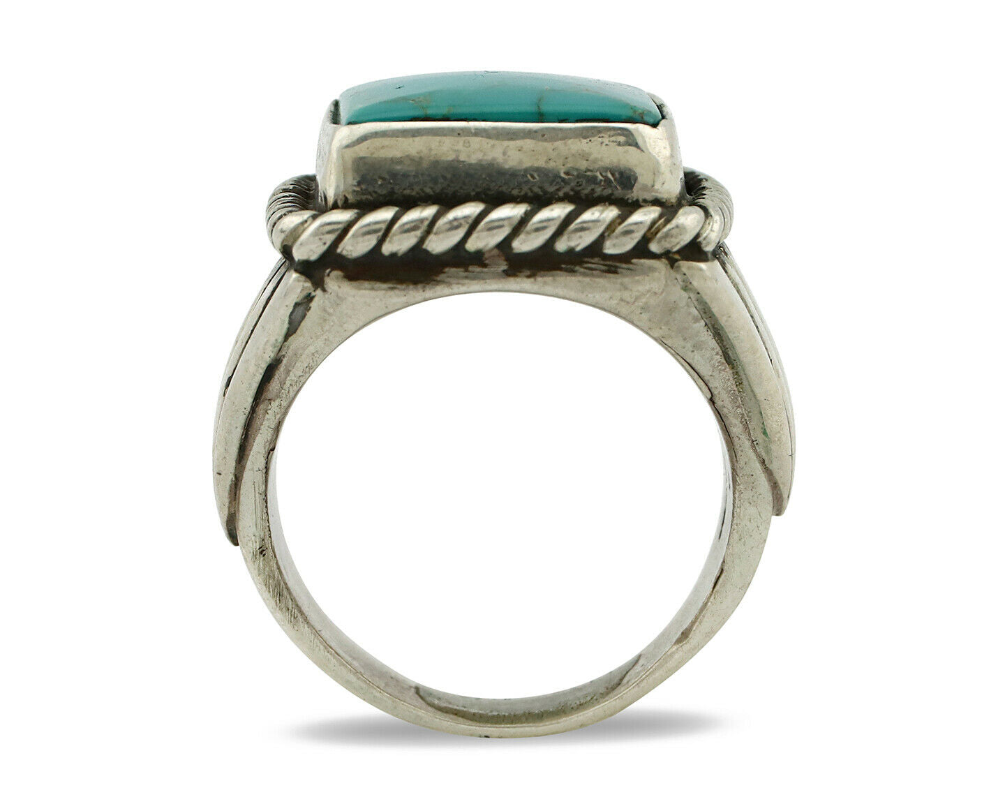 Navajo Ring .925 Silver Blue Green Turquoise Signed C Montoya C.80's