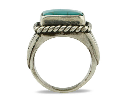 Navajo Ring .925 Silver Blue Green Turquoise Signed C Montoya C.80's