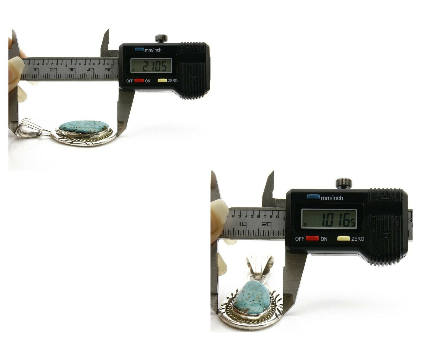 Navajo Pendant .925 Silver Kingman Turquoise Signed Artist BS C.80's