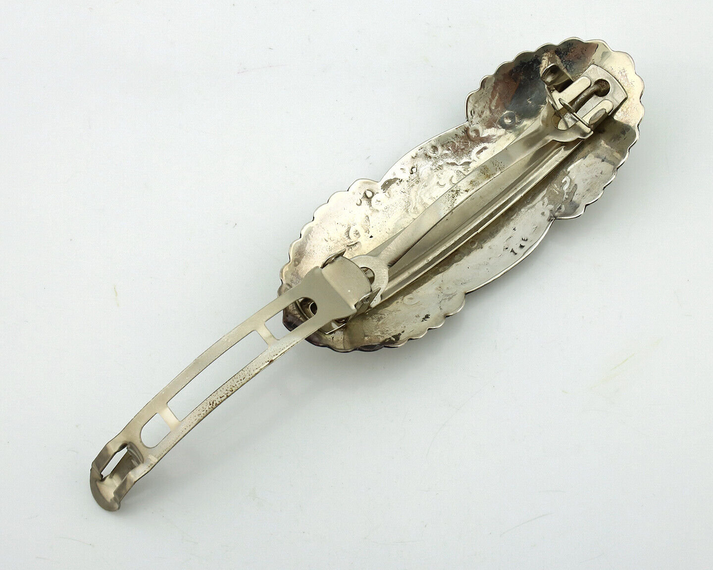Women's Navajo Hair Clip Barrette .925 Silver Hand Stamped Artist C Montoya C80s