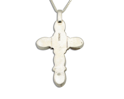 Navajo Cross Necklace 925 Silver Pink Mussel Native American Artist C.80's