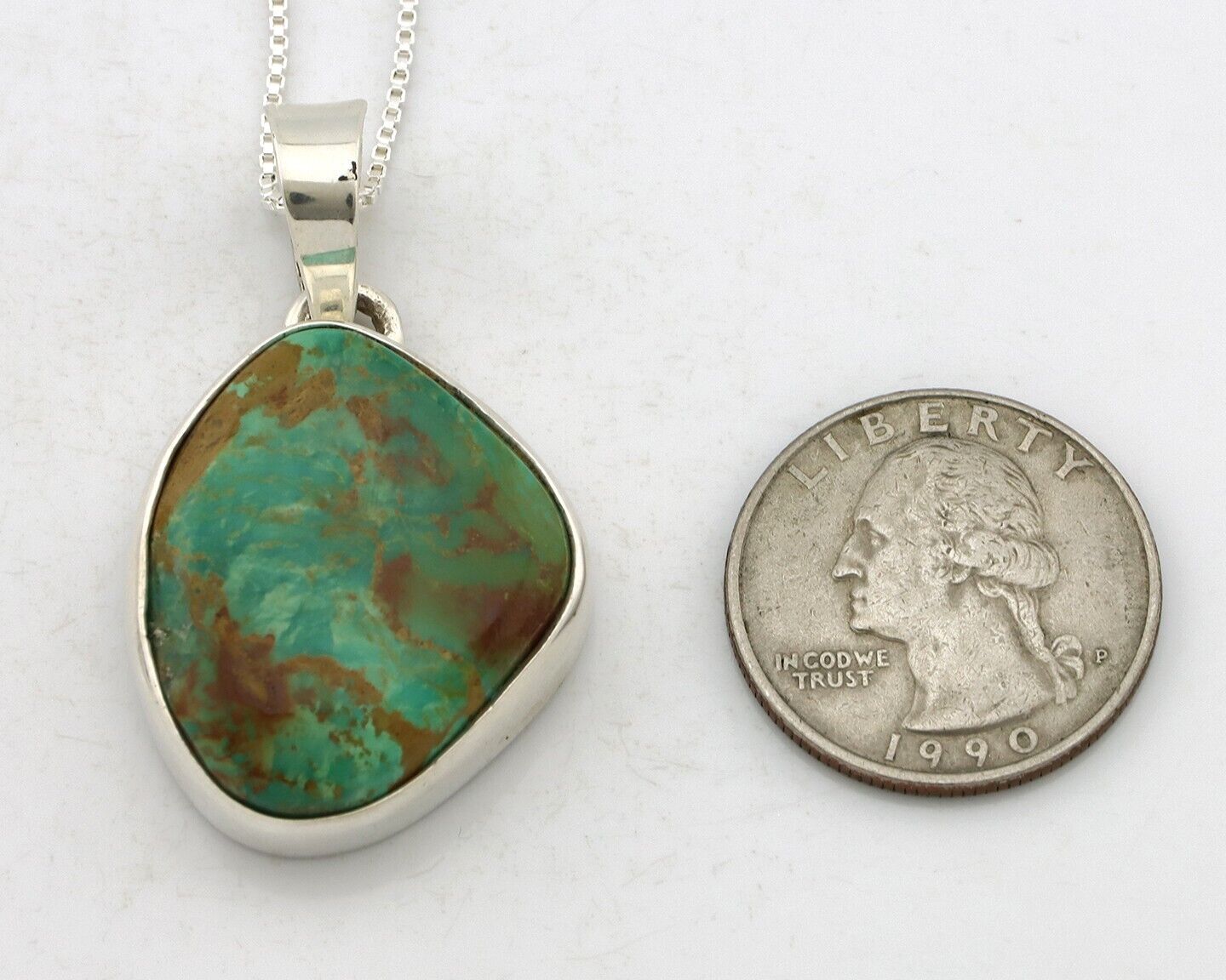 Navajo Handmade Necklace 925 Silver Arizona Turquoise Signed Gecko C.80's
