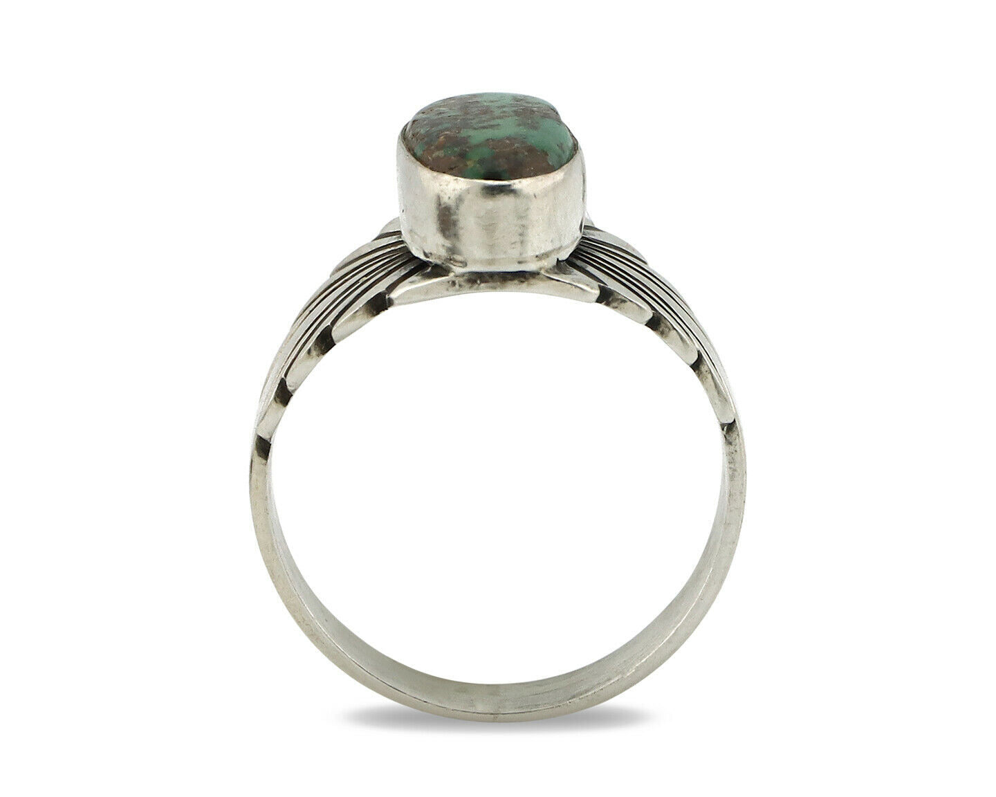 Navajo Ring .925 Silver Blue Green Arizona Turquoise Artist Signed Apache C.80's