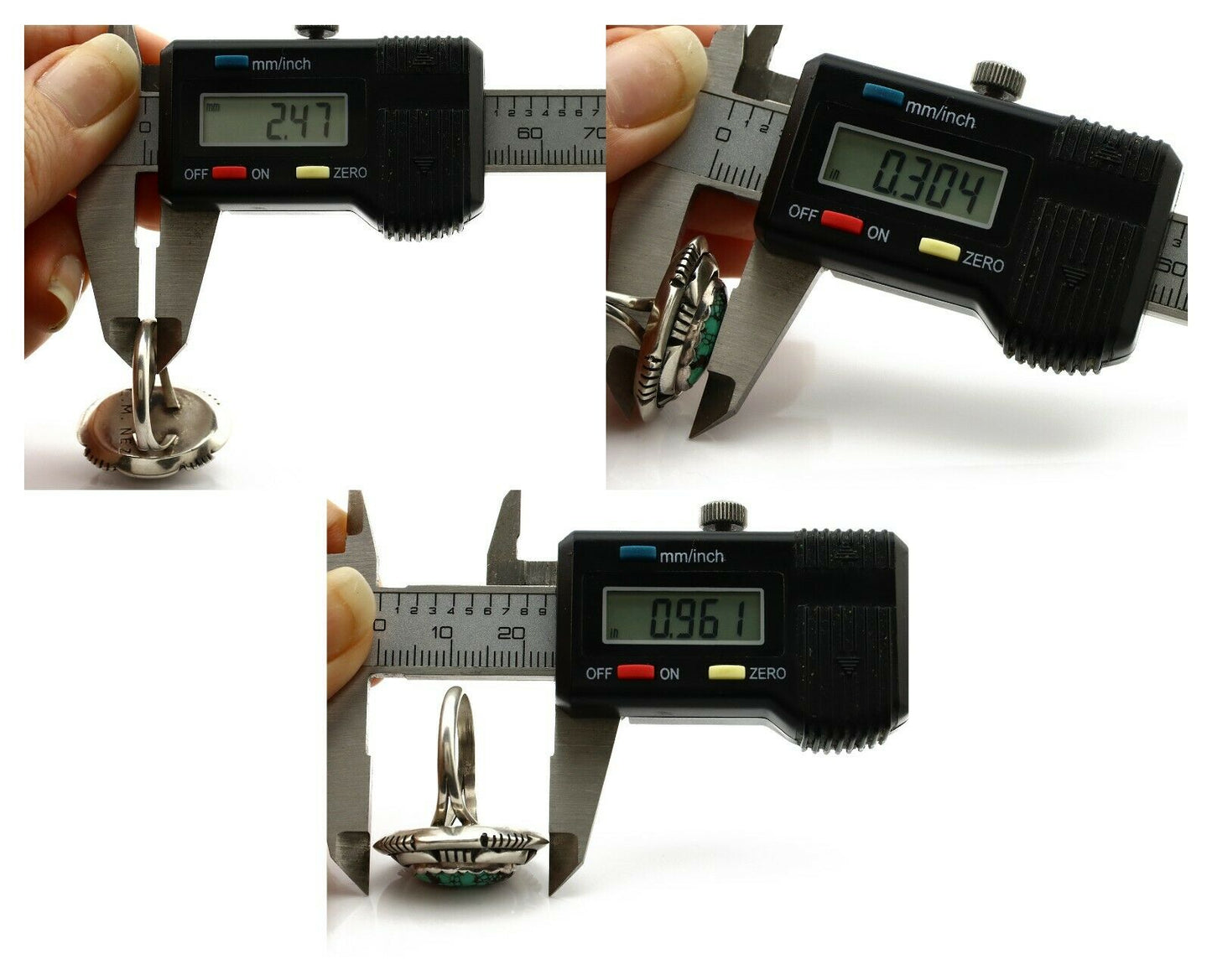 Navajo Ring .925 Silver Spiderweb Turquoise Artist Signed L. M. Nez C80s