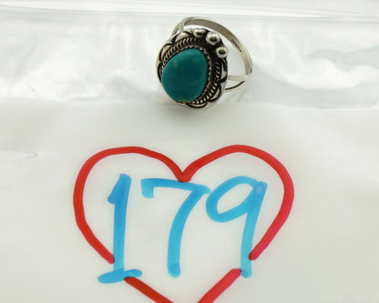 Navajo Ring .925 Silver Blue Turquoise Artist Signed Anna Begay C.1980's