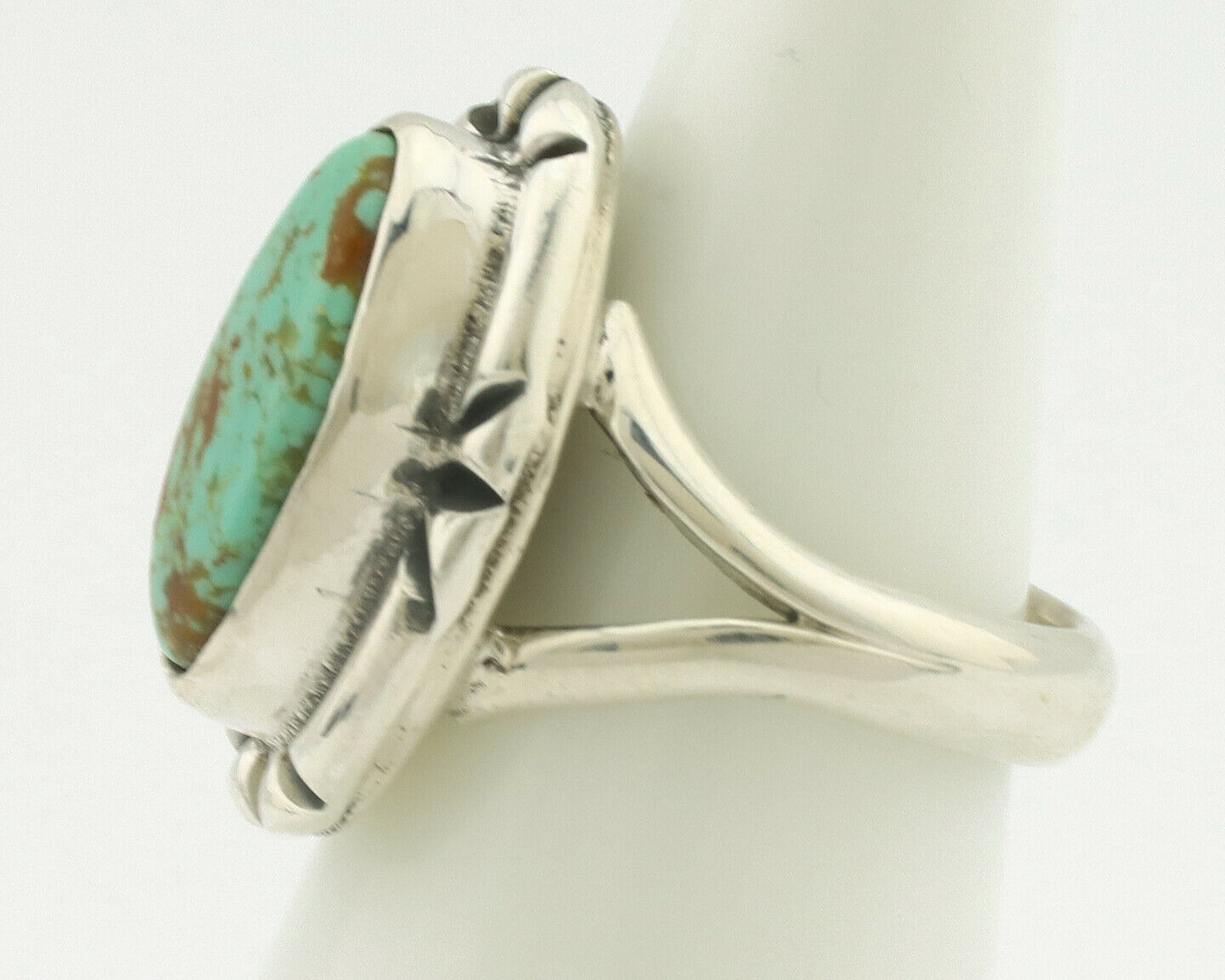 Navajo Ring .925 Silver Natural Mined Turquoise Artist Signed Gecko C.80's