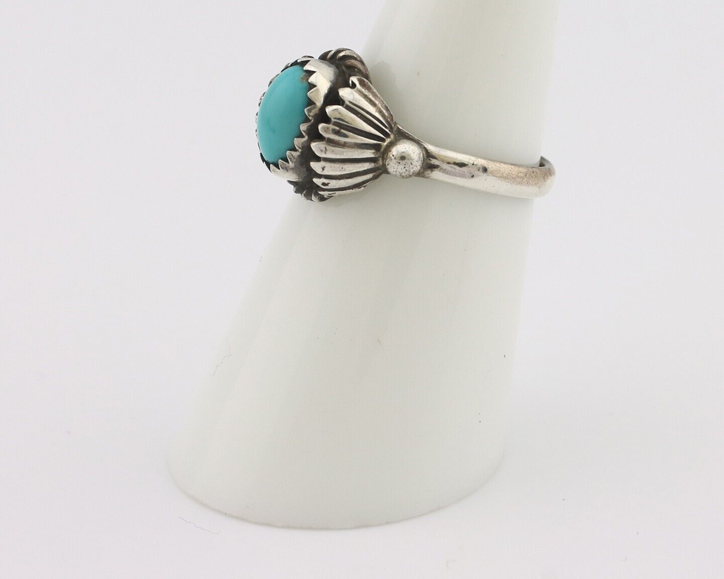 Navajo Handmade Ring 925 Silver Kingman Turquoise Native Artist C.80's