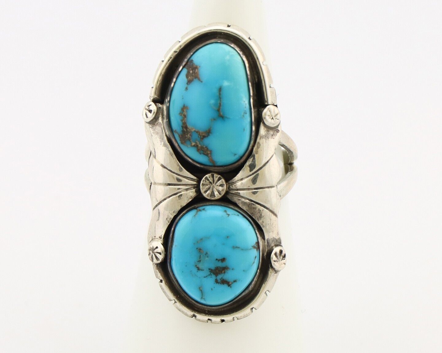 Navajo Ring 925 Silver Bisbee Turquoise Artist Signed Mike Platero C.80's