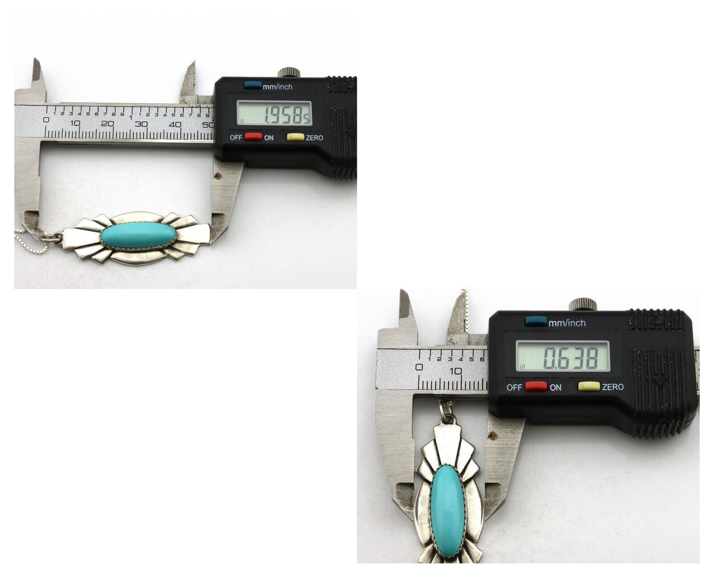 Navajo Handmade Necklace 925 Silver Natural Blue Turquoise Native Artist C.80's