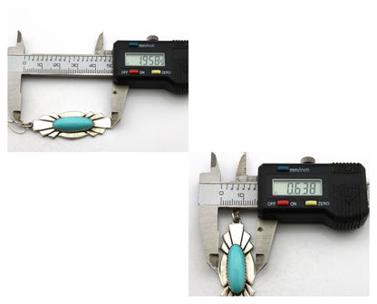 Navajo Handmade Necklace 925 Silver Natural Blue Turquoise Native Artist C.80's