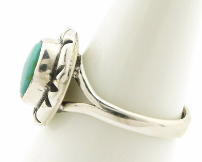 Navajo Ring .925 Silver Kingman Turquoise Artist Signed Gecko C.90's