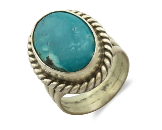 Navajo Ring .925 Silver Natural Blue Turquoise Native American Artist C.1980's