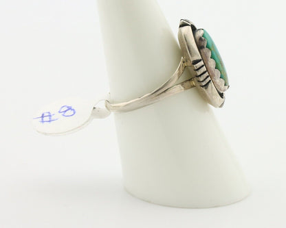 Navajo Ring .925 Silver Blue Gem Turquoise Native American Artist C.80's