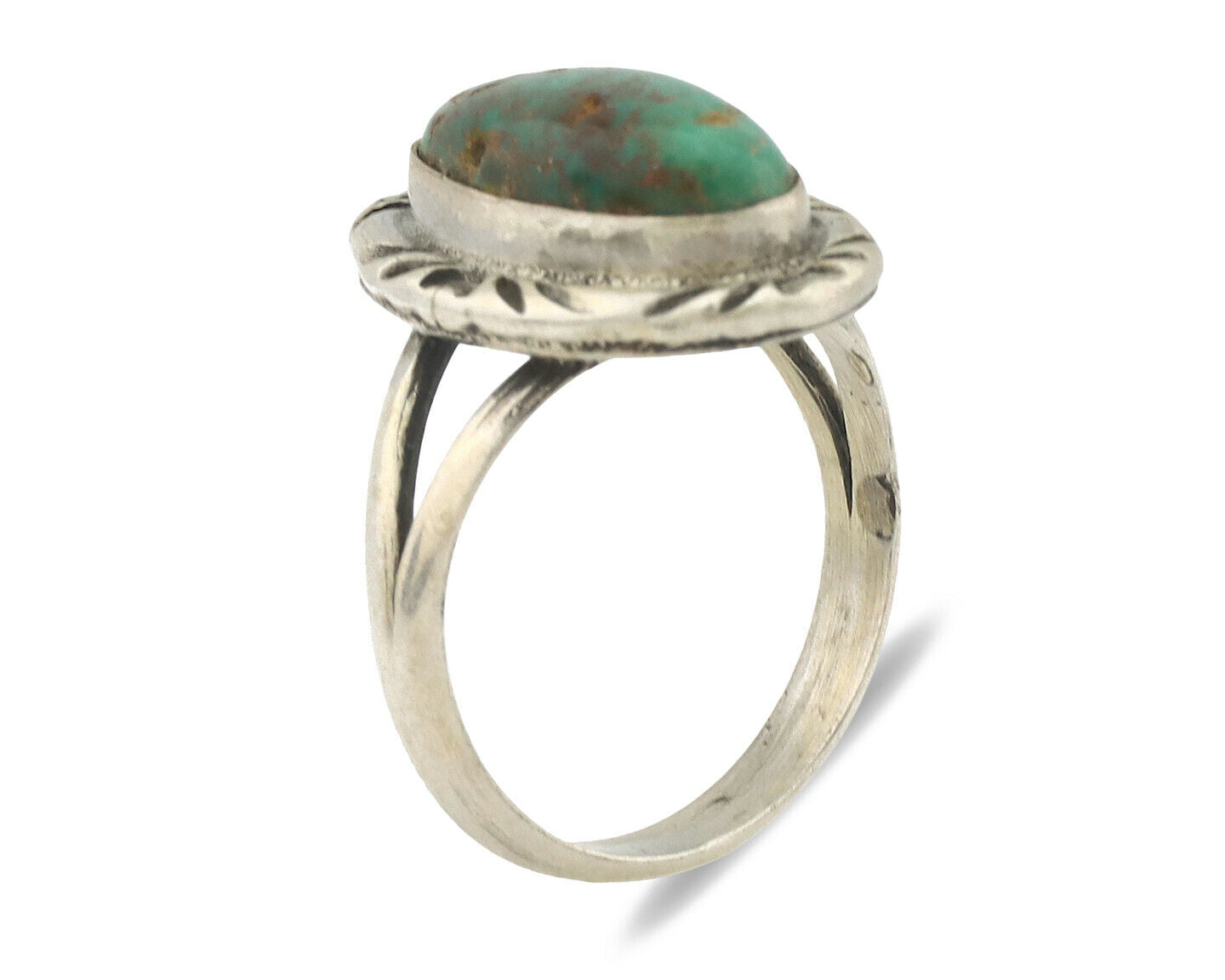 Navajo Ring .925 Silver Natural Mined Turquoise Native Artist Signed C.80's