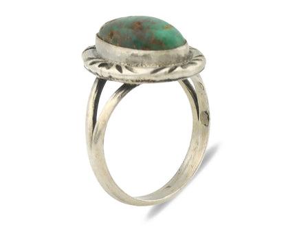 Navajo Ring .925 Silver Natural Mined Turquoise Native Artist Signed C.80's