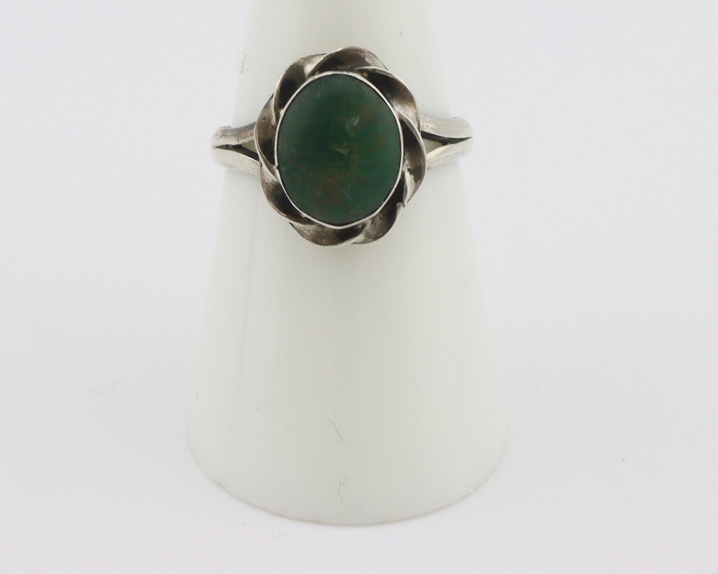 Navajo Handmade Ring 925 Silver Green Turquoise Native Artist C.80's