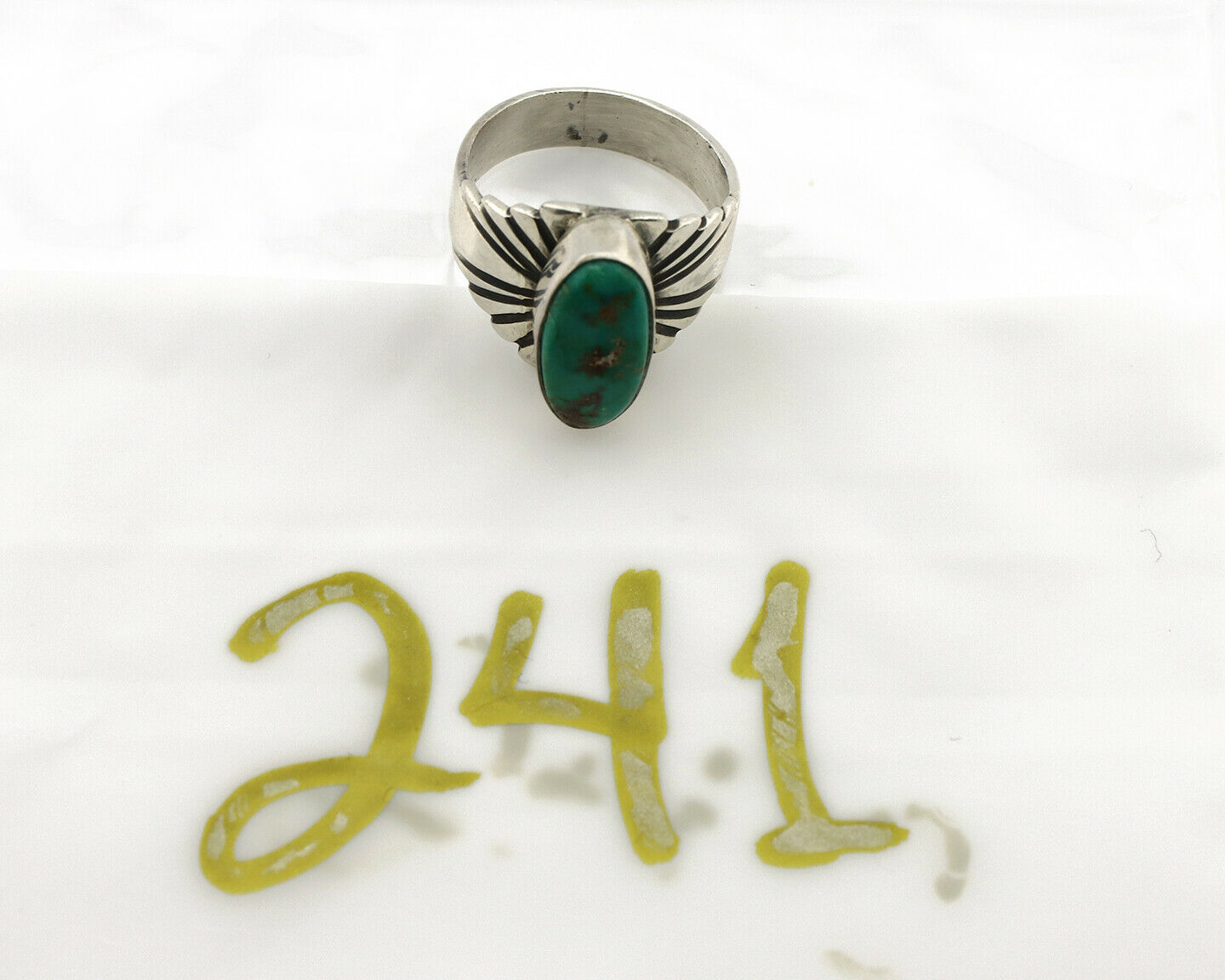 Navajo Ring .925 Silver Blue Green Arizona Turquoise Artist Signed Apache C.80's