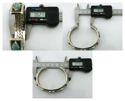 Navajo Bracelet .925 Silver Spiderweb Turquoise Artist Signed AY 80's