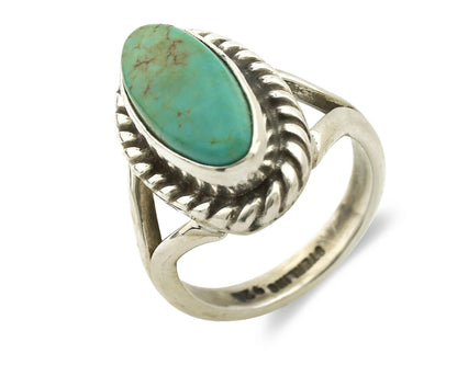 Navajo Ring .925 Silver Natural Mined Turquoise Artist Signed Gecko C.80's