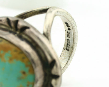 Navajo Ring .925 Silver Kingman Turquoise Artist Signed Gecko C.1980's